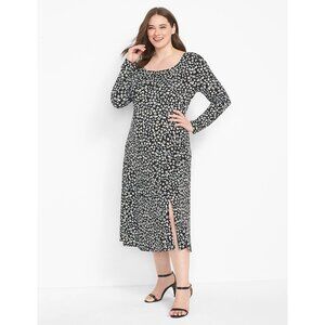 Size 14/16 1X TINY FLORAL PRINT STRETCH MIDI DRESS Cottagecore Western PLUS SIZE